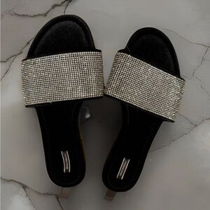 VICTORIA'S SECRET NEW Embellished rhinestone Velvet Slides small UK4 EU36/37